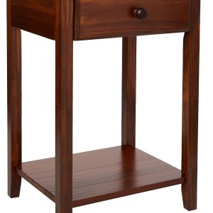 Casual Home 647-24 Nightstand with USB Ports, 24.5" H x 14.25" D x 17.5" W, Warm Brown