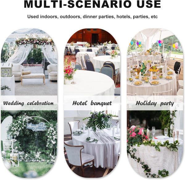 sancua 6 Pack Round Tablecloth 90 Inch White, Stain and Wrinkle Resistant Table Cloth - Washable Polyester Table Cover for Dining Tables, Buffet Parties and Camping - Image 7