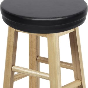 Shinnwa Bar Stool Cushion Round Foam Padded Seat Cushions Waterproof Leather Bar Stool Covers with Elastic and Non Slip Bottom 13 Inch Black